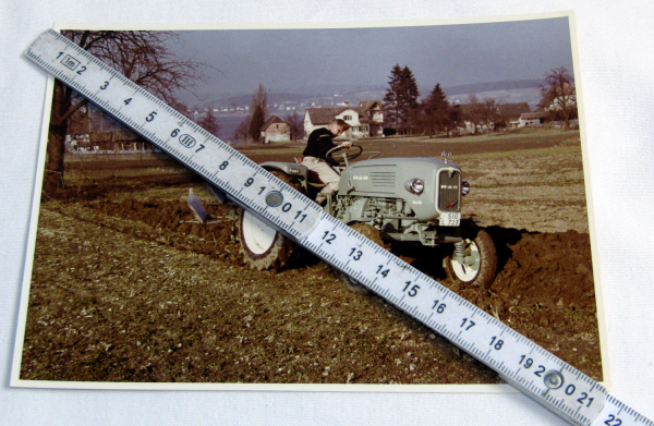 1 Foto MAN 24 PS Dieselschlepper Traktor mit Pflug 1960 Original