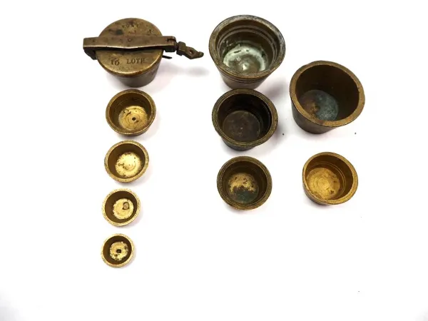 10 Apothekengewichte Steckgewichte 1864 16 Loth unvollständig