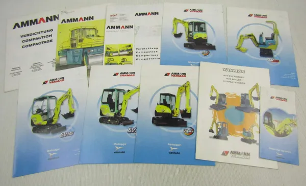 10 Prospekte Ammann Yanmar Mikrobagger Minibagger Verdichter Walzen 90er/2000er