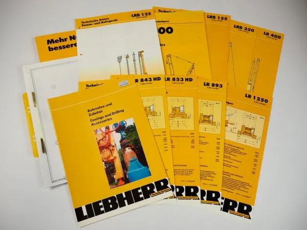 10 Prospekte Liebherr LR Modelle Raupenkran LRB Anbaugeräte 1996/2004