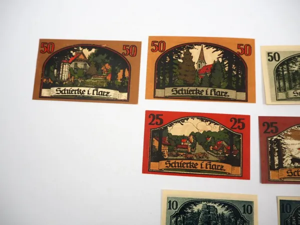 10x Original Notgeldscheine Schierke Harz 1921 Serie Goethes Faust Teil 1