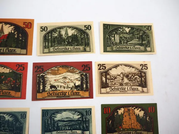 10x Original Notgeldscheine Schierke Harz 1921 Serie Goethes Faust Teil 1