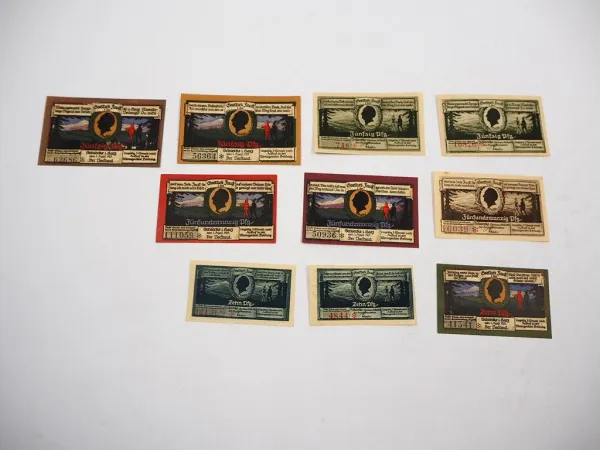 10x Original Notgeldscheine Schierke Harz 1921 Serie Goethes Faust Teil 1