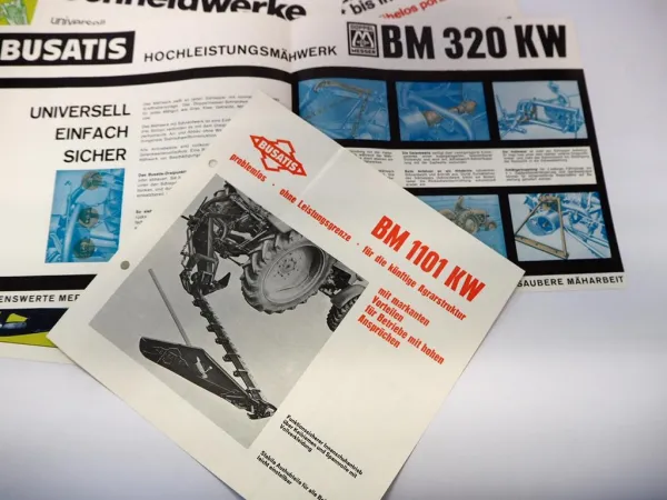 10x Original Prospekt Busatis Mähwerke an z.B. Fendt Schlepper Unimog