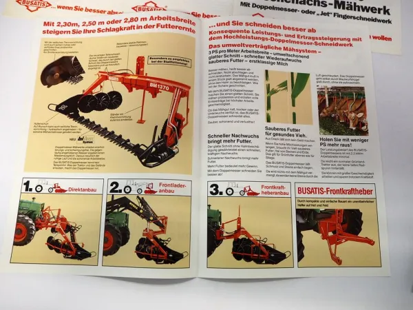 10x Original Prospekt Busatis Mähwerke an z.B. Fendt Schlepper Unimog