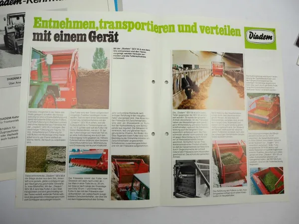 10x Original Prospekt Diadem Landtechnik 1970/80er J. Düngerstreuer Ballenbahn