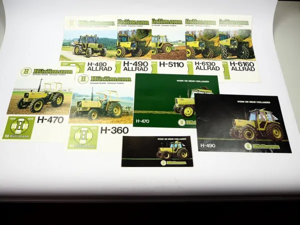 10x Original Prospekt & Flyer Hürlimann H-360 470 480 490 5110 6130 6160 Traktor 1980