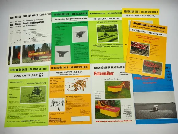 10x Original Prospekt Ibbenbürener Landmaschinen Landtechnik ca. 1980er Jahre