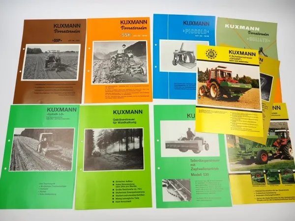 10x Original Prospekt Kuxmann Landtechnik Düngerstreuer Roder 1970/80er Jahre