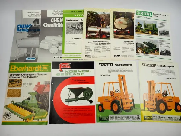 10x Original Prospekt Landtechnik 1970/80er Jahre Fendt Eberhardt Kuhl Nitsch