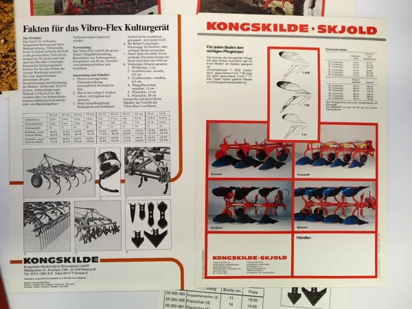 10x Original Prospekt Mappe Kongskilde Skjold Landtechnik Pflug 1980er Jahre