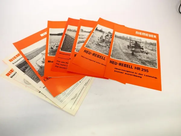 10x Original Prospekt Niemeyer Landtechnik Heu-Rebell Schwader Pflug 1970er Jahre