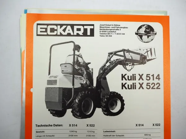10x Original Prospekt Preisliste Eckart Landshut Landtechnik Kuli 1982