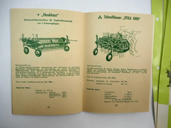 10x Original Prospekt Preisliste Mappe Efka Klausing Landtechnik 1963