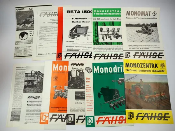 10x Original Prospekt Preisliste Maschinenprüfbericht Fähse Landtechnik 1968/70