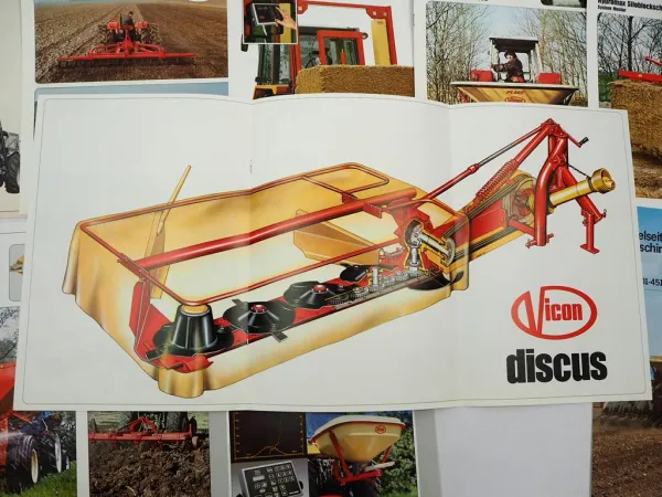 10x Original Prospekt Vicon Landtechnik Düngerstreuer Scheibenmäher 1970/80er J.