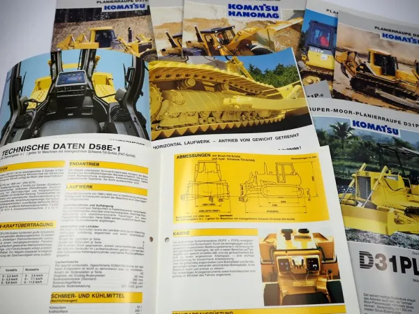 10x Prospekt Komatsu Planierraupe D41E P-6 65EX PX 58E 155AX 375A 44Dturbo 275A 31PL 37P