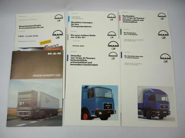 10x Prospekt MAN Nutzfahrzeuge LKW Unterflur Kurzhauber Frontlenker F2000