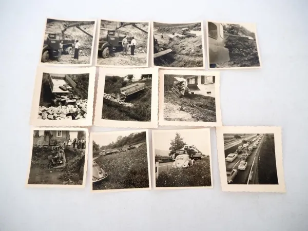 11 Fotos KFZ LKW Raupe Unfall Auto Firma Schleith in Waldshut 1950er Jahre