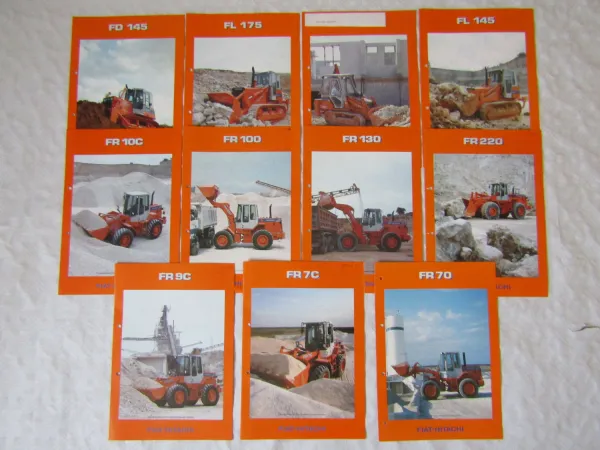 11 Prospekte Fiat -Hitachi Radlader und Dozer FD FR FL wohl aus den 90er Jahren