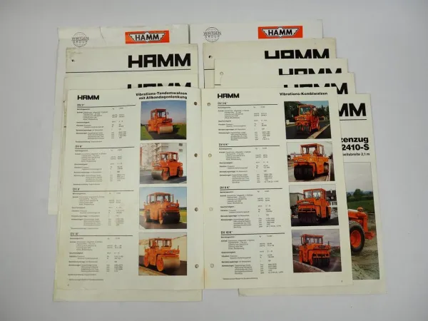 11 Prospekte HAMM Walzen DV Tandemwalze Walzenzug 80er Jahre