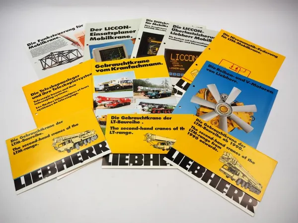 11x Liebherr Prospekte Mobilkrane Motoren LICCON-System Gebrauchtkrane 89-95