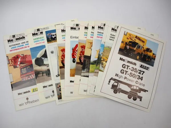 11x Original Prospekt Allkran Hellmich Autokran Gebrauchtkran 1990er Jahre