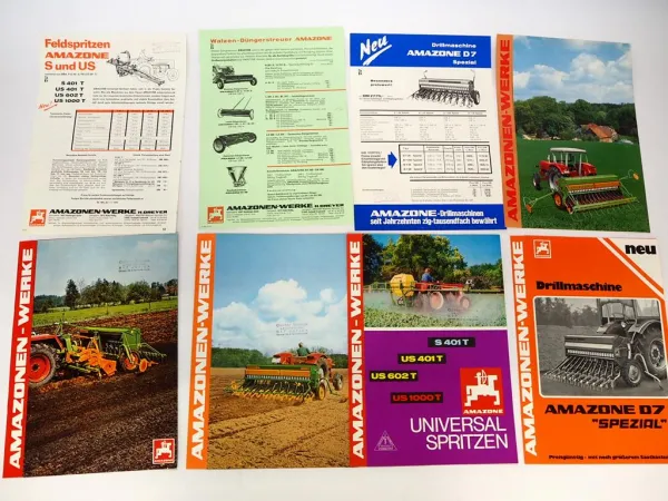 11x Original Prospekt Amazone Landtechnik 1970/80er J. Drillmaschine Kreiselegge