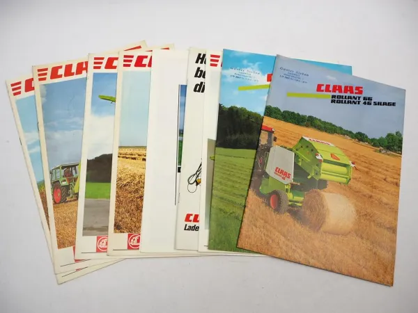 11x Original Prospekt Claas Landtechnik Pressen Mähwerke Mähdrescher 1970/90er J.