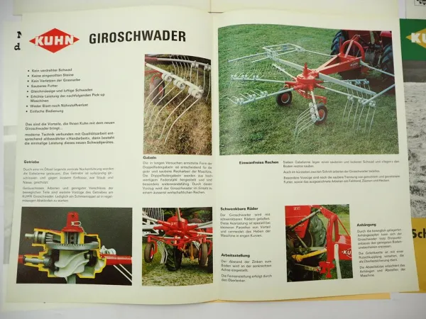 11x Original Prospekt Kuhn Landtechnik Giroheuer Girostar Mäher 1970er Jahre