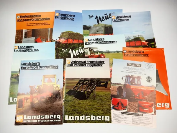 11x Original Prospekt Landsberg Landtechnik Pflug Anbaugeräte 1980er Jahre