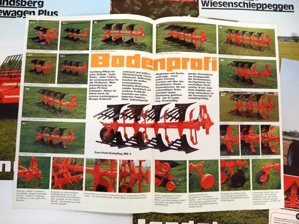 11x Original Prospekt Landsberg Landtechnik Pflug Anbaugeräte 1980er Jahre