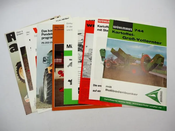 11x Original Prospekt Landtechnik 1970/80er Jahre Renault Vicon Müller Welger