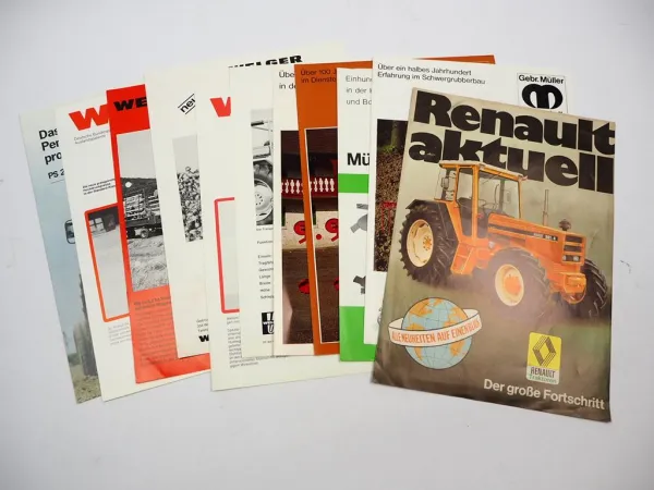 11x Original Prospekt Landtechnik 1970/80er Jahre Renault Welger Gebr. Müller