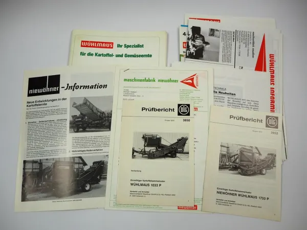 11x Original Prospekt Mappe Prüfbericht Wühlmaus Landtechnik 1980/90er Jahre