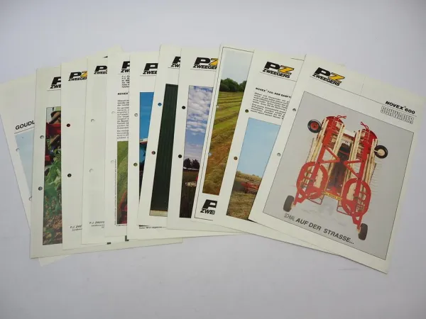 11x Original Prospekt PZ Zweegers Landtechnik Mäher Schwader Zetter 1980er Jahre