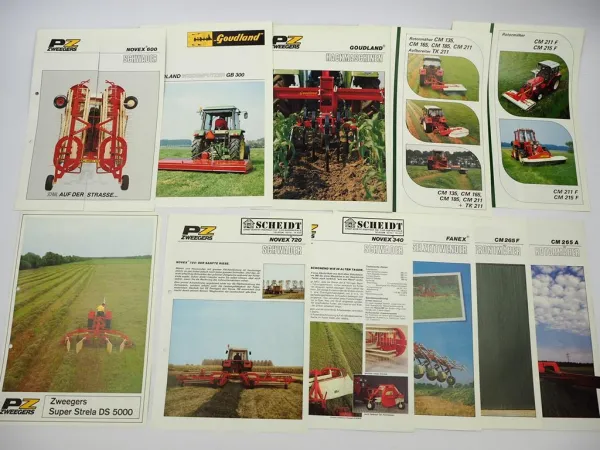 11x Original Prospekt PZ Zweegers Landtechnik Mäher Schwader Zetter 1980er Jahre