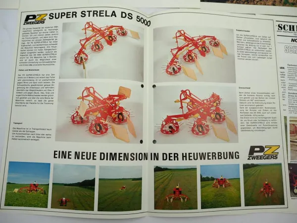 11x Original Prospekt PZ Zweegers Landtechnik Mäher Schwader Zetter 1980er Jahre