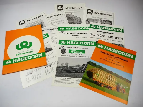 11x Original Prospekte Hagedorn Kartoffelvollernter Roder Ladewagen Landtechnik