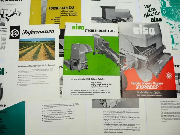 11x Prospekt Mappe Biso Landtechnik 1970/80er Jahre
