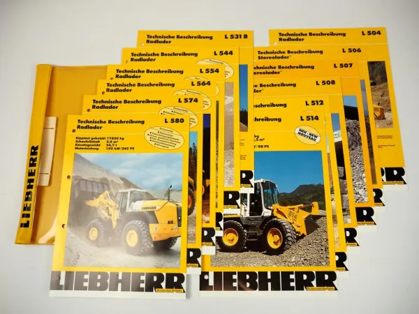 12 Prospekte Liebherr L 504 - 580 Stereolader Radlader 1995-1999