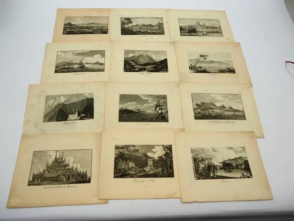 12x alter Stich Motiv weltweit Mexiko Havanna Rio Quebeck ca. 1830 J. Blaschke