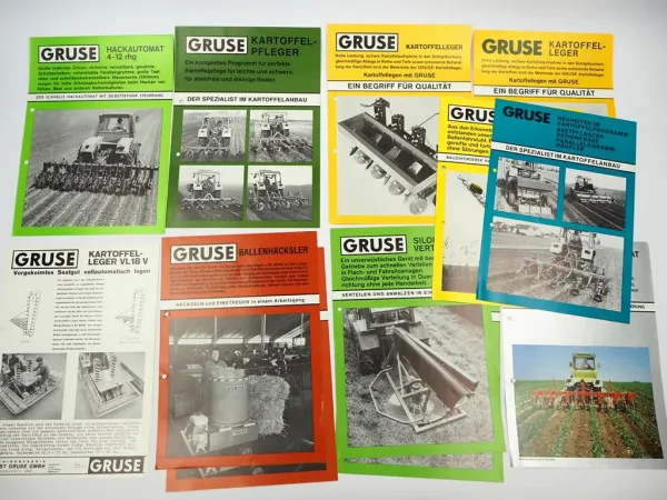 12x Orig. Prospekt Gruse Landtechnik Häcksler Kartoffelleger Hackautomat 1980er