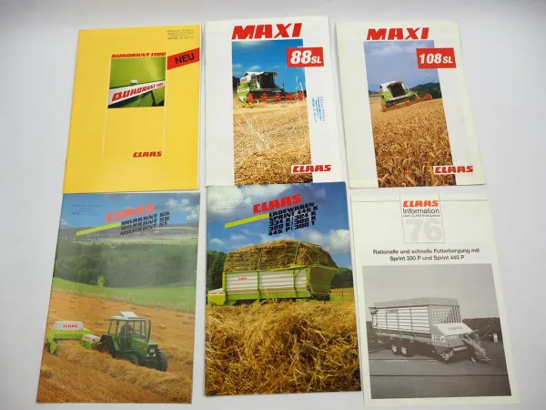 12x Original Prospekt Claas Landtechnik Ladewagen Pressen 1980/90er Jahre