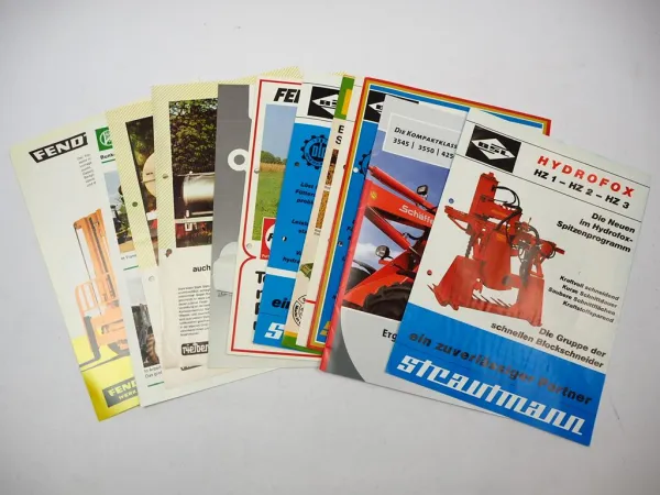 12x Original Prospekt Landtechnik 1970/2010er Jahre Schäffer Fella Eberhardt