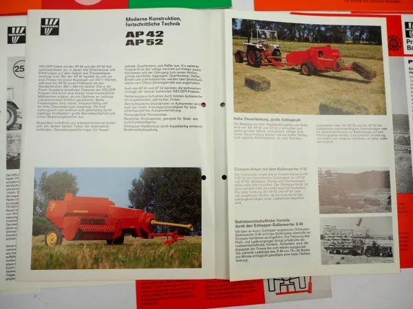 12x Original Prospekt Welger Landtechnik Pressen Kipper Mähwerke 1970/80er Jahre