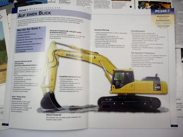 12x Prospekt Komatsu PC PF Bagger WA Radlader 1990/2000er Jahre