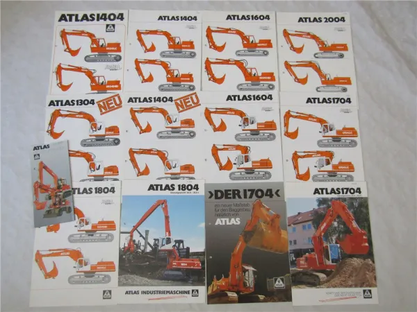 13 Prospekte Atlas 1404 1604 1704 1804 AWE4 System Bagger 1990-1998