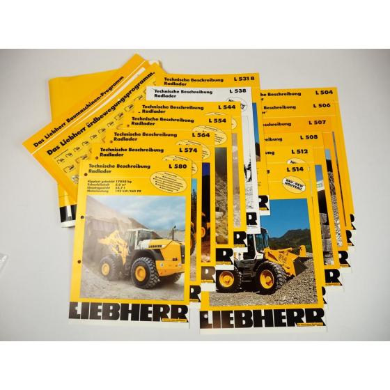 13 Prospekte Liebherr L 504 - 580 Stereolader Radlader 1995/99