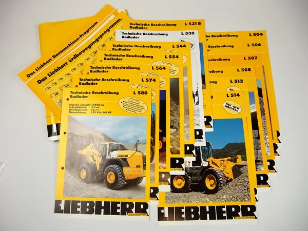 13 Prospekte Liebherr L 504 - 580 Stereolader Radlader 1995/99